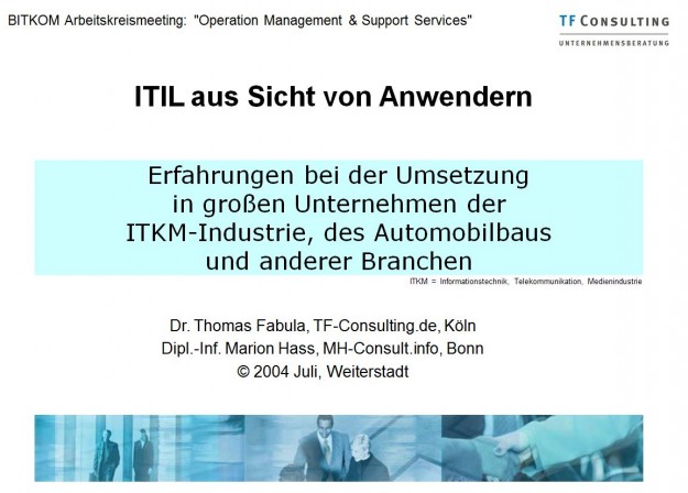 ITIL-Anwendersicht